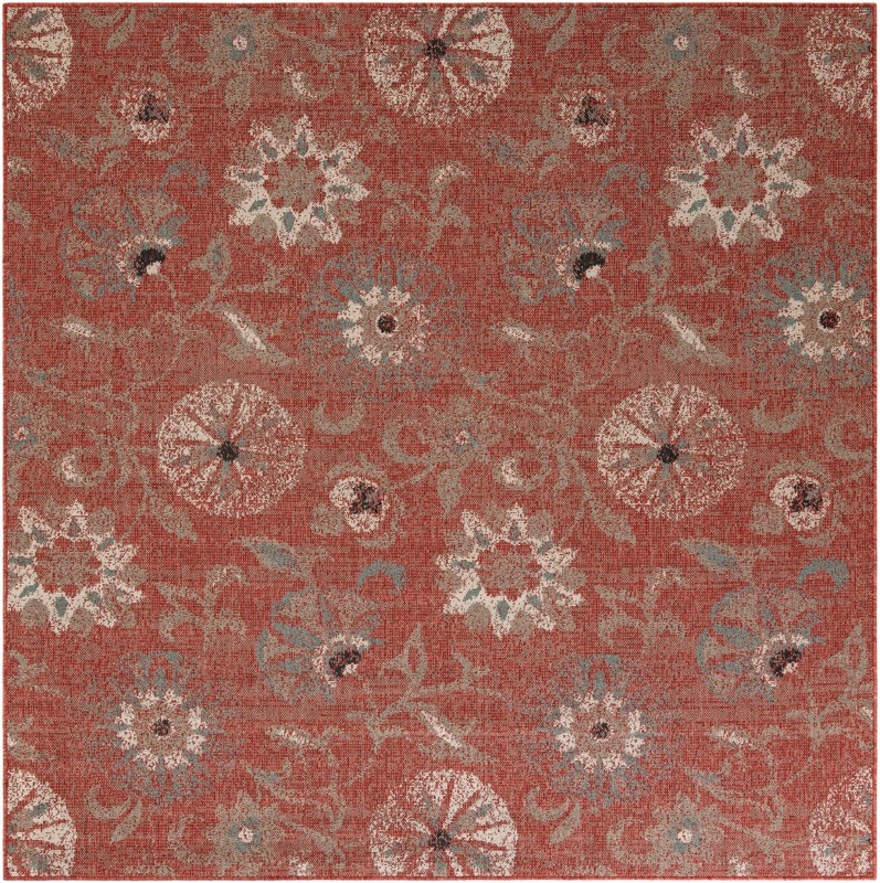 Lofton · Floral Outdoor Rug, terracotta and blue