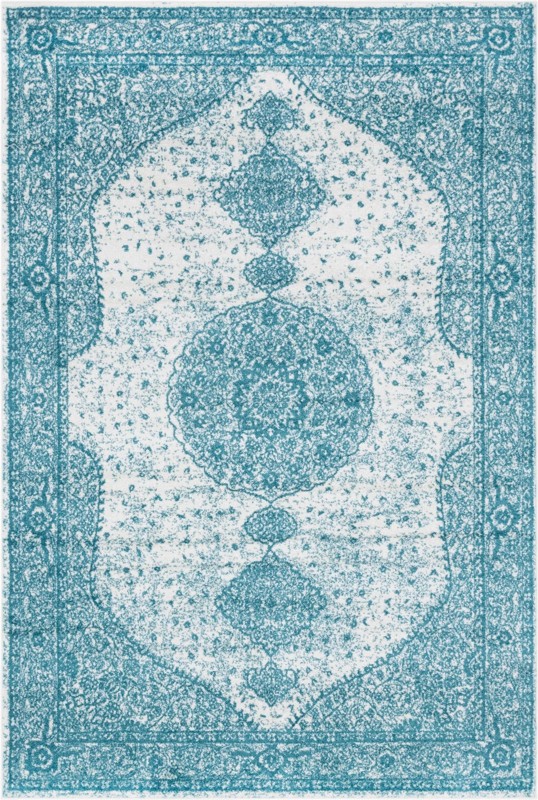 6' x 9' Eudora · Border rug, turquoise
