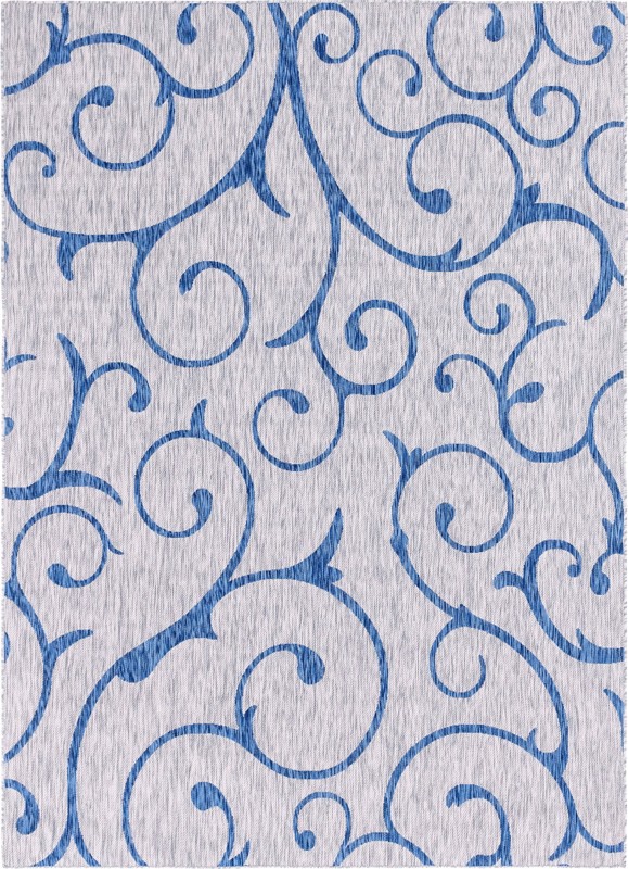 7' 10 x 11' Shale · Floral / botanical Outdoor Rug, gray