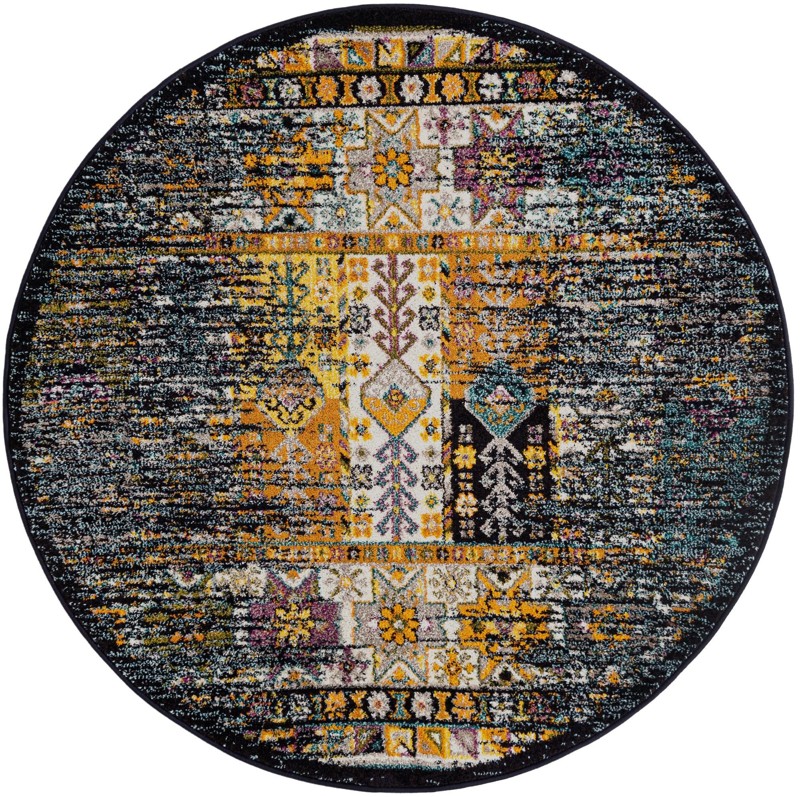 5' 3 x 5' 3 Cloudberry · Abstract rug, navy blue