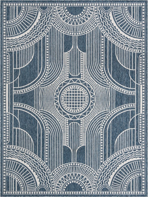 9' x 12' Brough · Geometric Outdoor Rug, blue