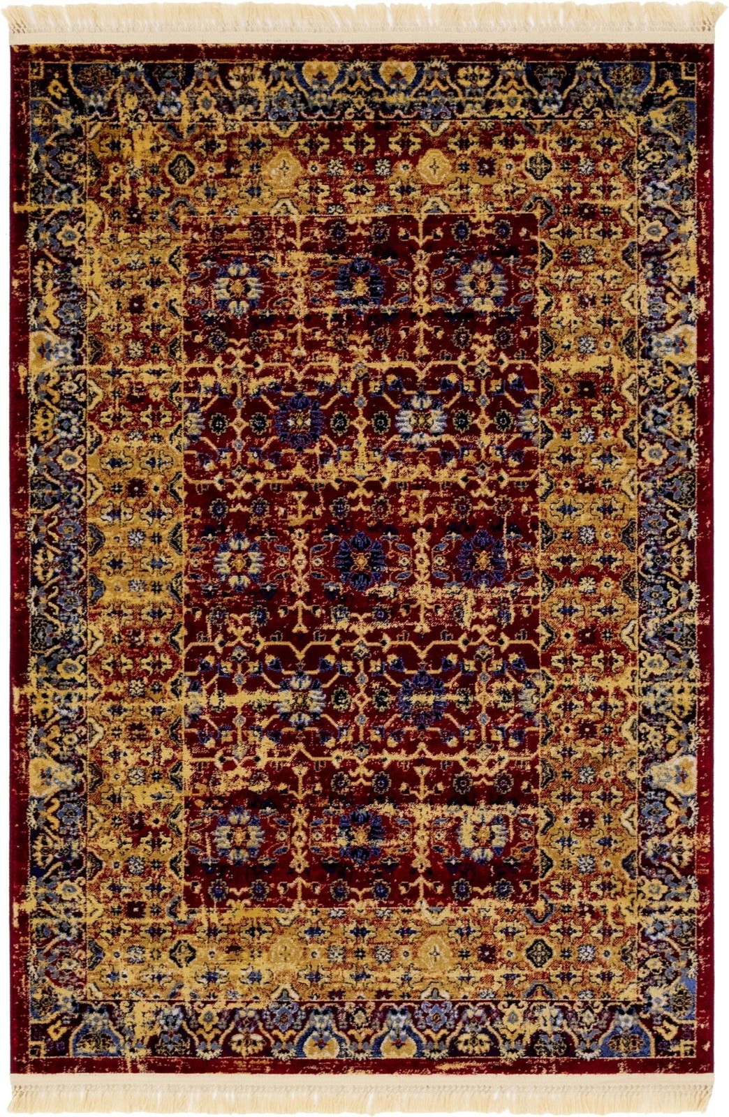 4' x 6' Athens · Border rug, red