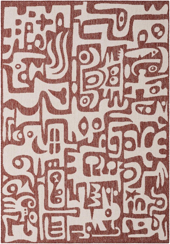 Hungerford · Abstract Outdoor Rug, rust red