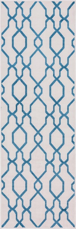 Burrows · Lattice Outdoor Rug, cream and blue