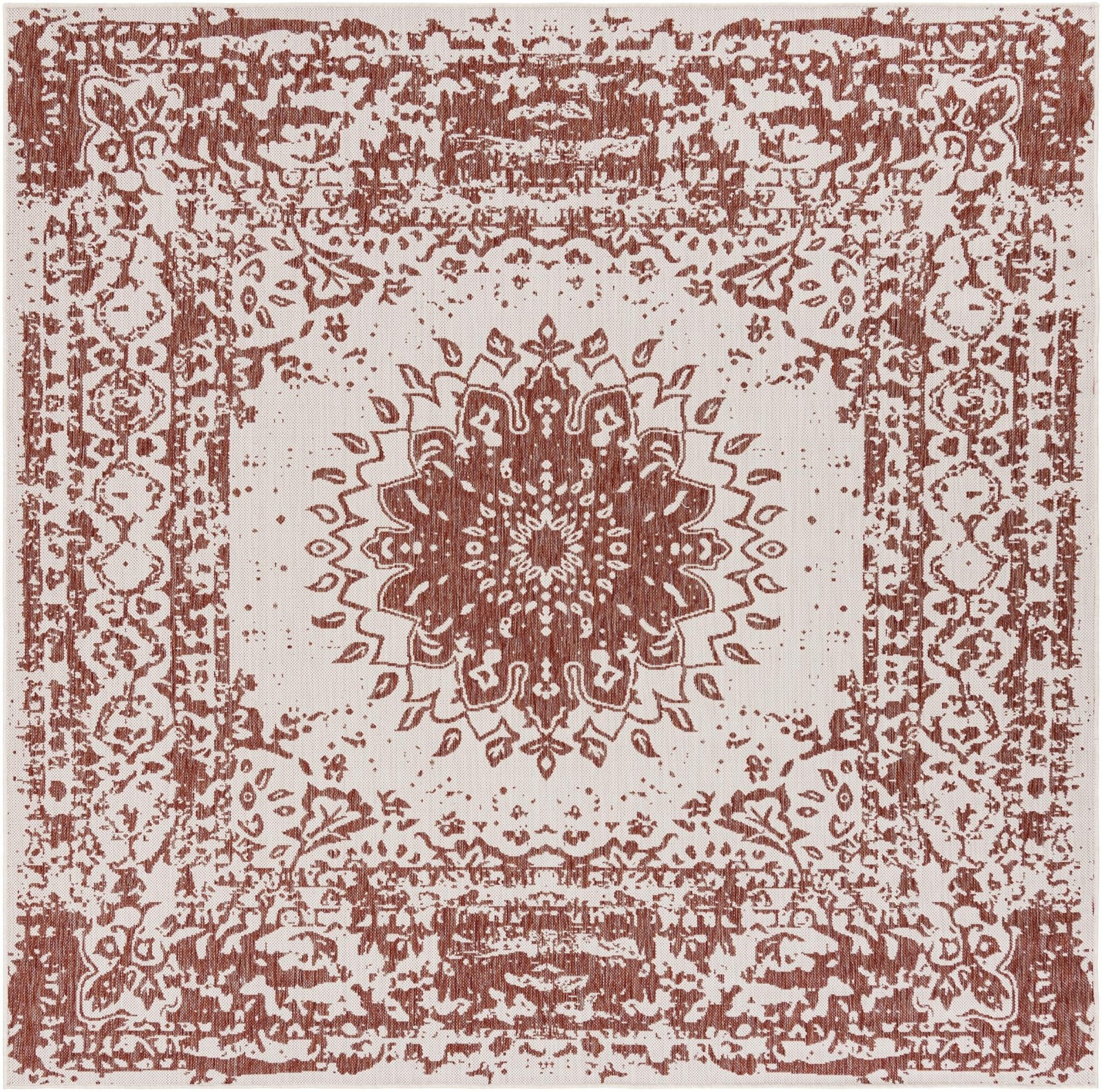 7' 10 x 7' 10 Royce · Border Outdoor Rug, rust red