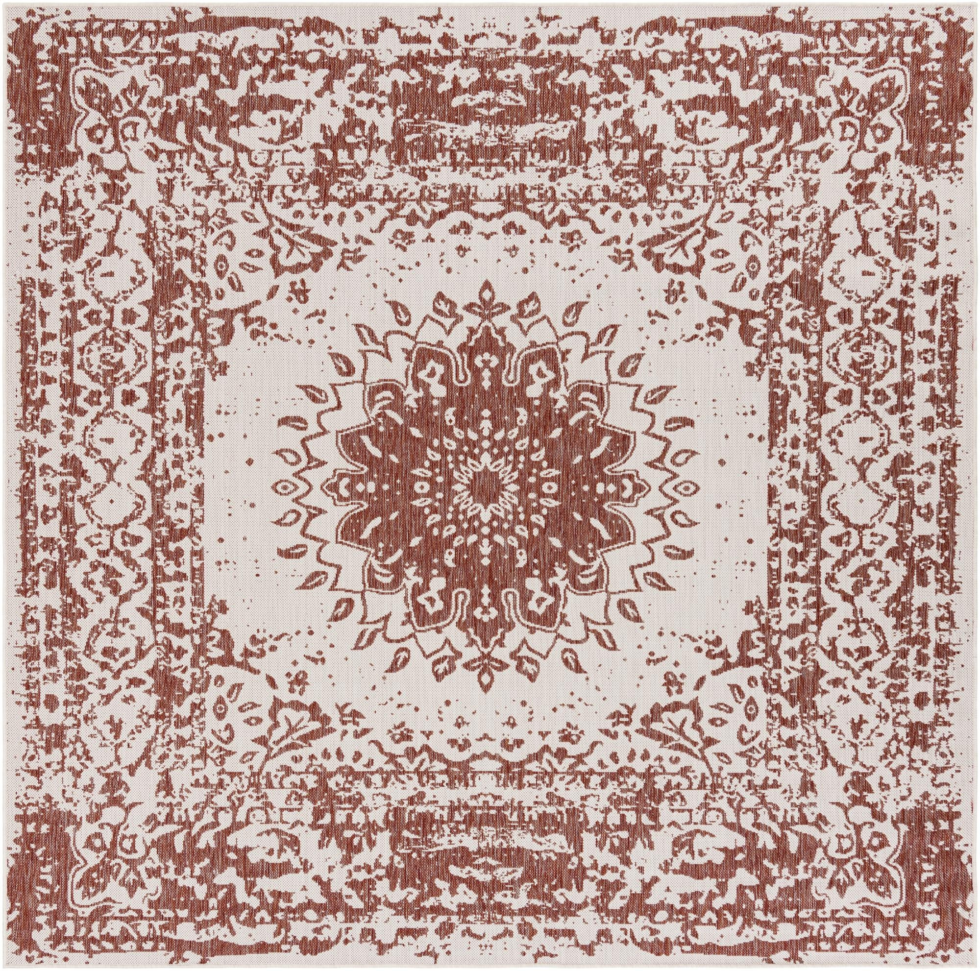 7' 10 x 7' 10 Royce · Border Outdoor Rug, rust red