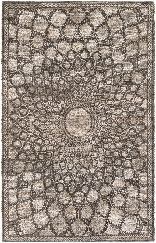 5' 1 x 8' Harriet · Medallion rug, charcoal and ivory
