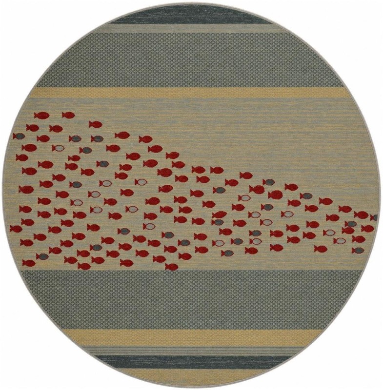Tillman · Fish rug, blue, red and gold