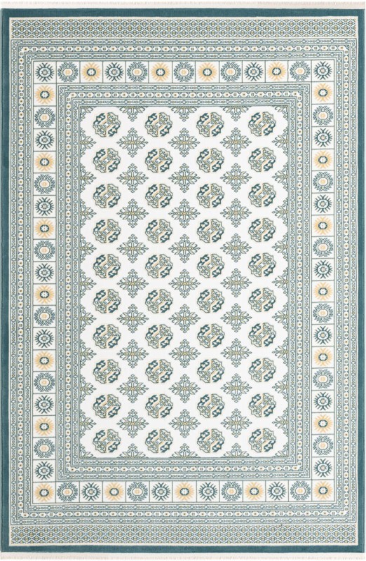 5' 3 x 8' Crestwood · Border rug, ivory and blue