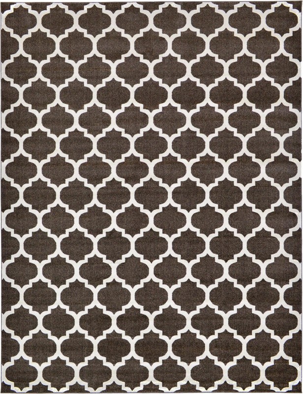 10' x 14' Arkwright · Trellis rug, chocolate brown and beige