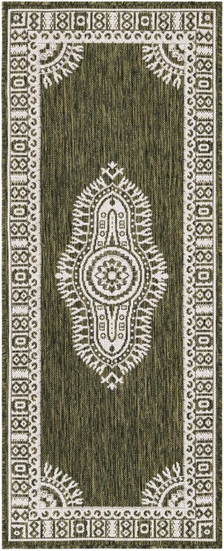 2' x 5' 3 Bainbridge · Border Outdoor Rug, green