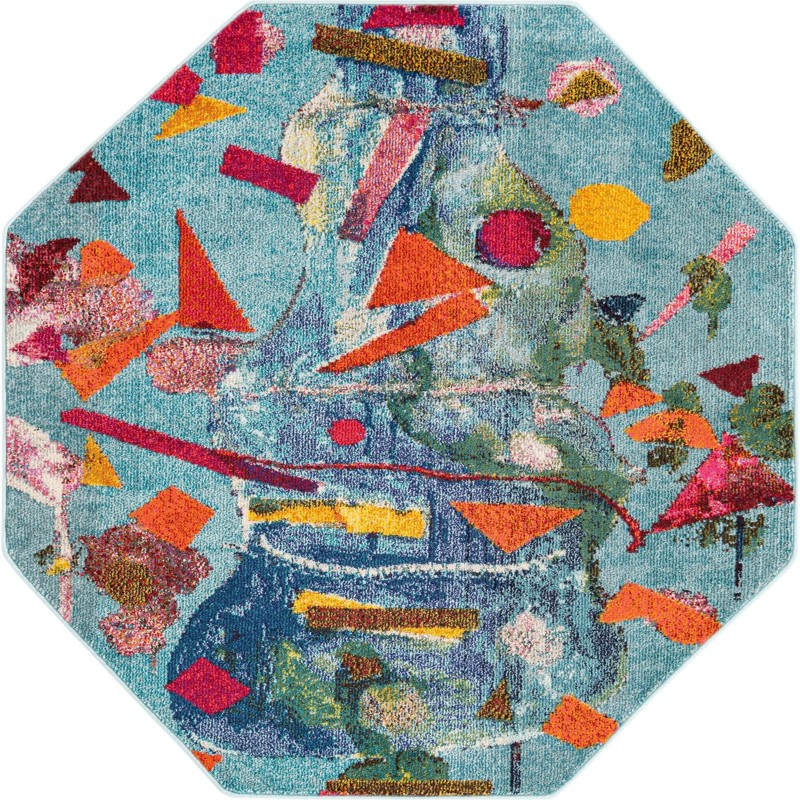 Romney · Abstract Washable Rug, aqua