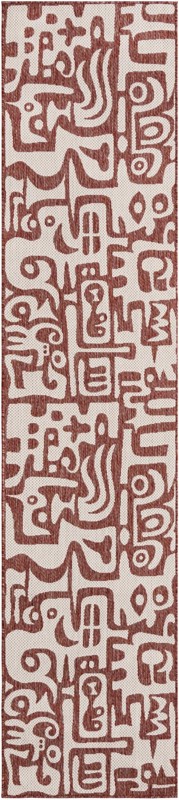 2' 7 x 12' Hungerford · Abstract Outdoor Rug, rust and ivory