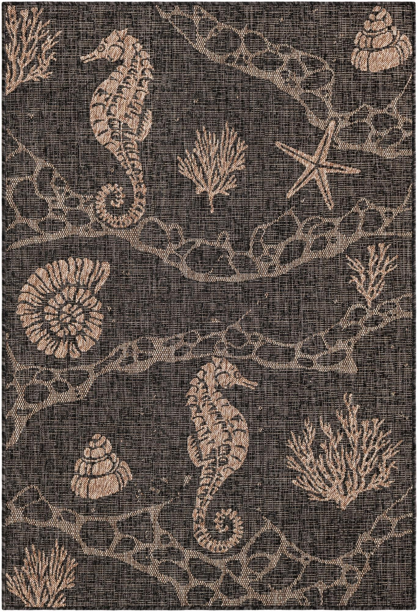 4' x 6' Daly · Pictoral Outdoor Rug, black