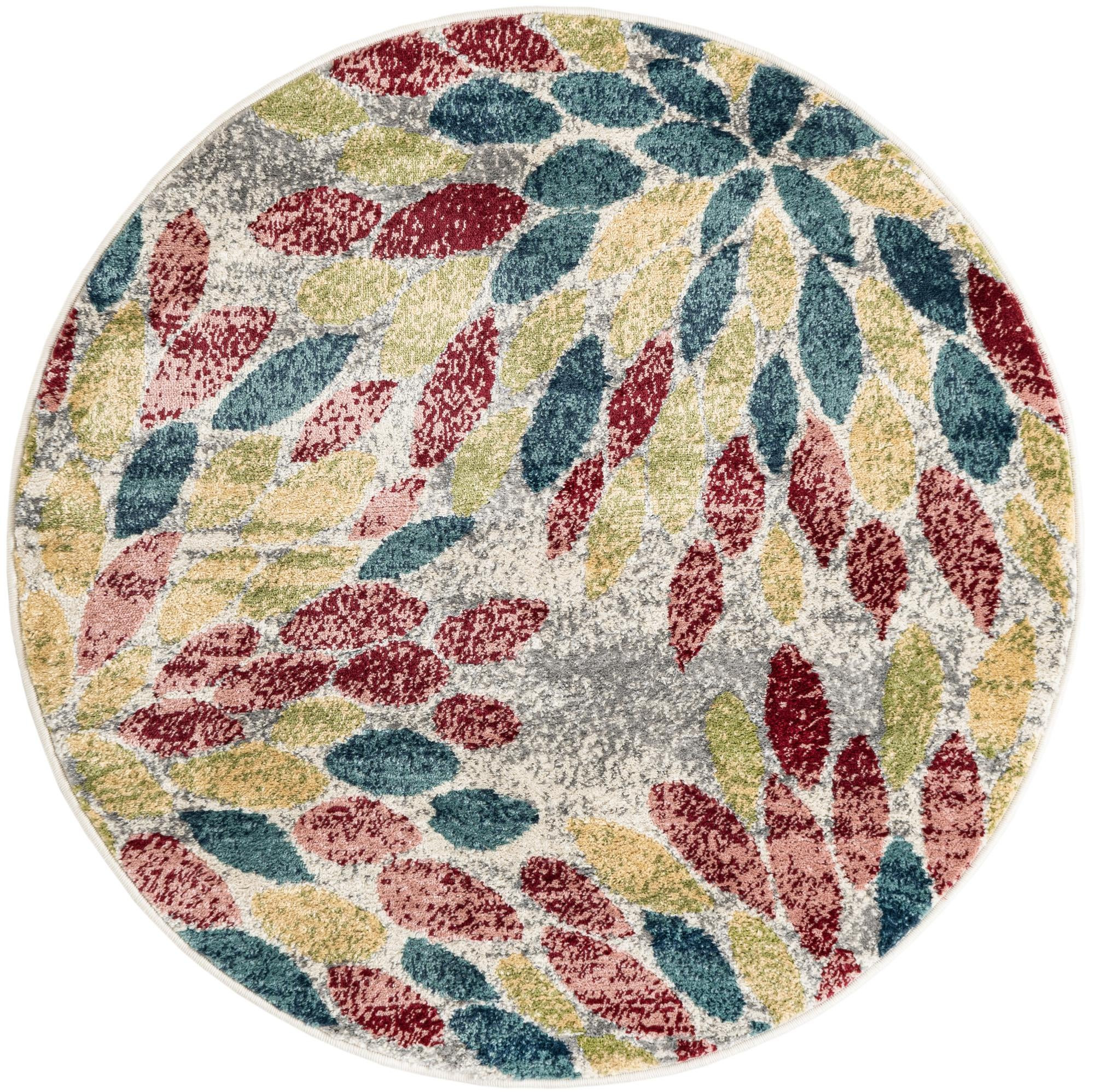 4' 1 x 4' 1 Kilbride · Leaf rug, multicolor and gray