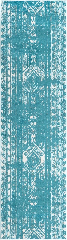3' 3 x 12' Underhill · Border rug, turquoise