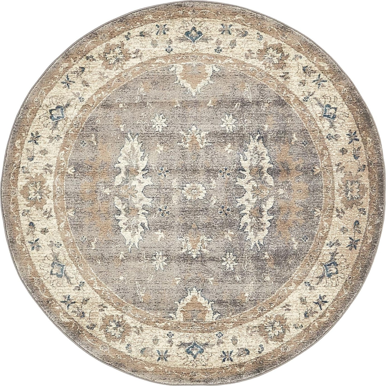 5' x 5' Leland · Medallion rug, gray and beige
