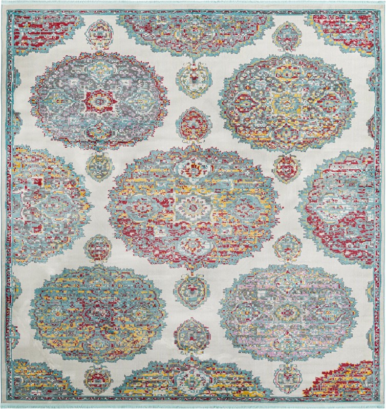 Mather · Medallion rug, cream and multi