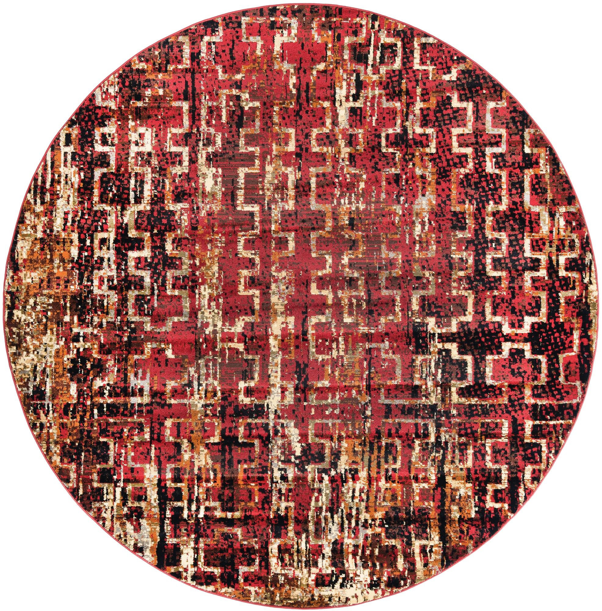7' 10 x 7' 10 Phoebe · Abstract rug, burgundy