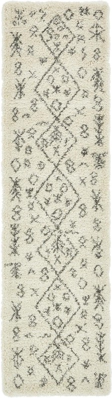 2' 7 x 10' Jameson · Tribal diamond Shag Rug, ivory and gray