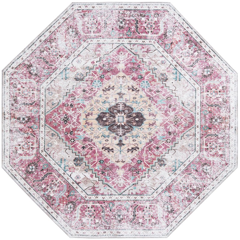7' 10 x 7' 10 Trillium · Medallion Washable Rug, coral and ivory