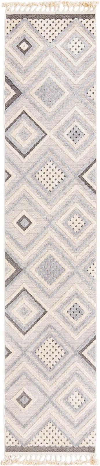 2' 7 x 12' Crowley · Diamond geometric rug, beige and gray