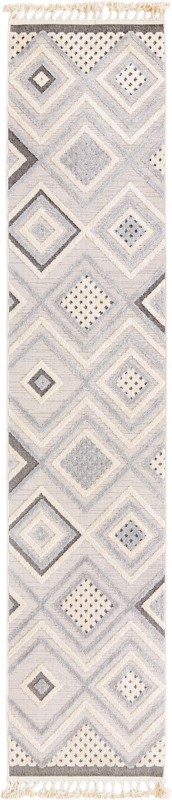 2' 7 x 12' Crowley · Diamond geometric rug, beige and gray