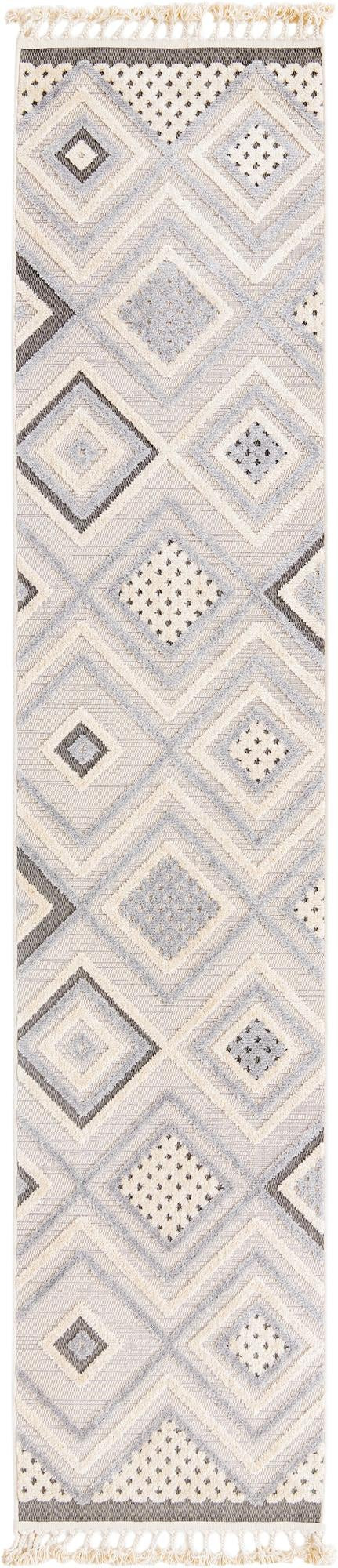 2' 7 x 12' Crowley · Diamond geometric rug, beige and gray