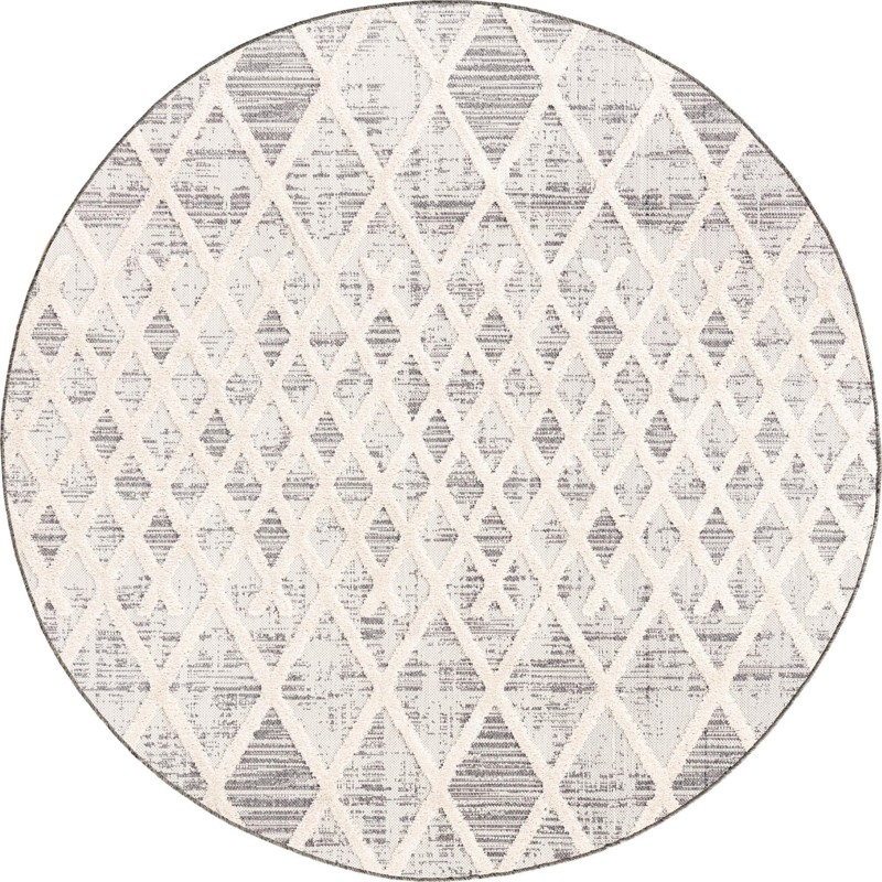 5' 3 x 5' 3 Hamish · Diamond rug, gray and beige