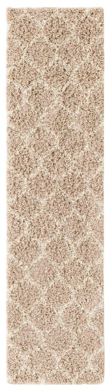 2' x 8' Barnett · Lattice Shag Rug, light brown and ivory