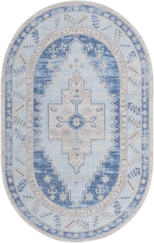 5' x 8' Ligonier · Border rug, sky blue