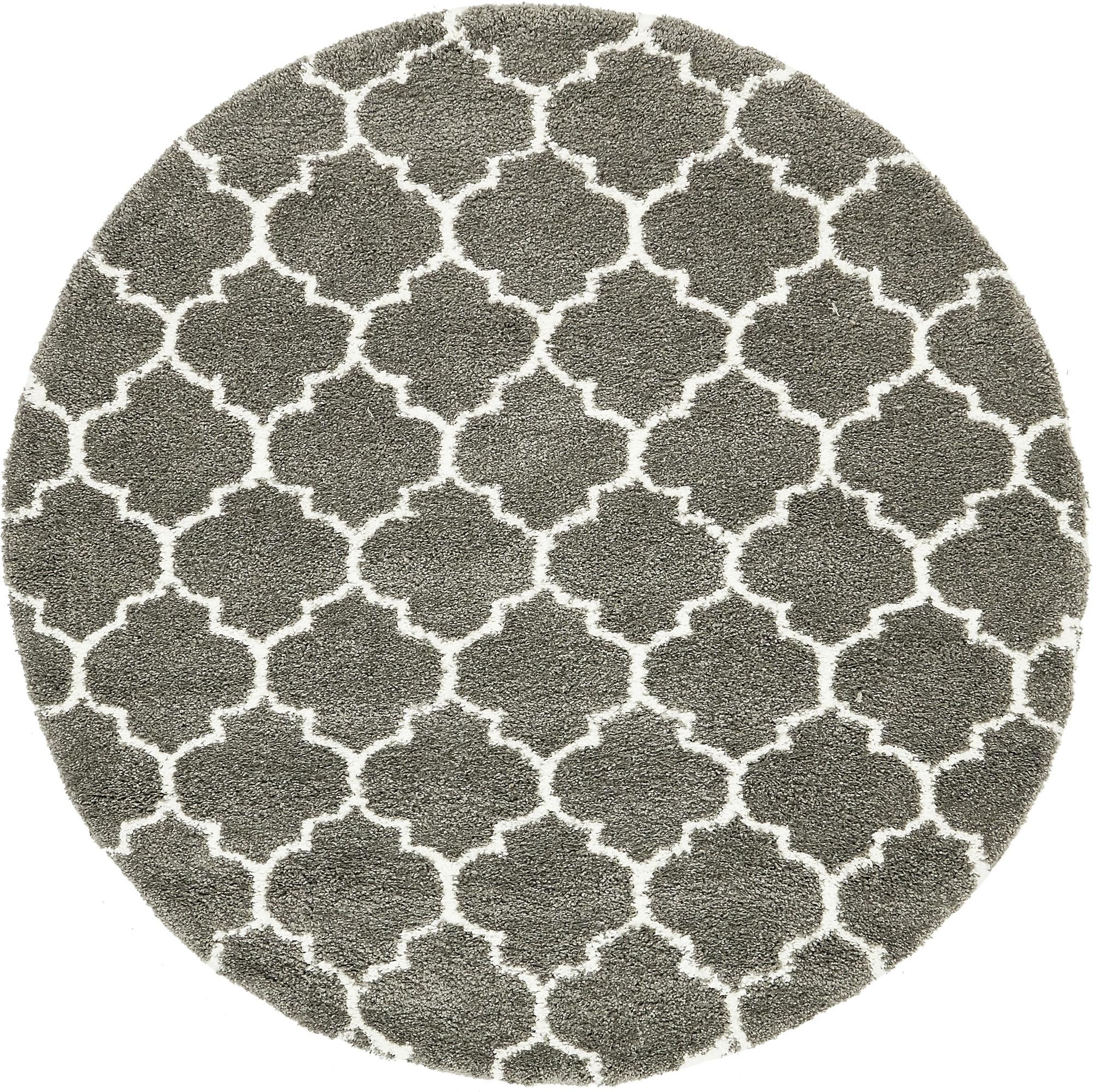 8' x 8' Jameson · Lattice shag rug, gray and ivory