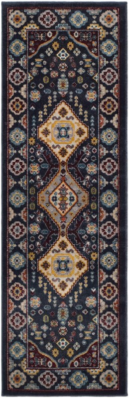 2' x 6' Middlebury · Medallion Washable Rug, navy and red