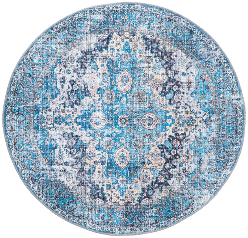 Cleo · Medallion Washable Rug, blue