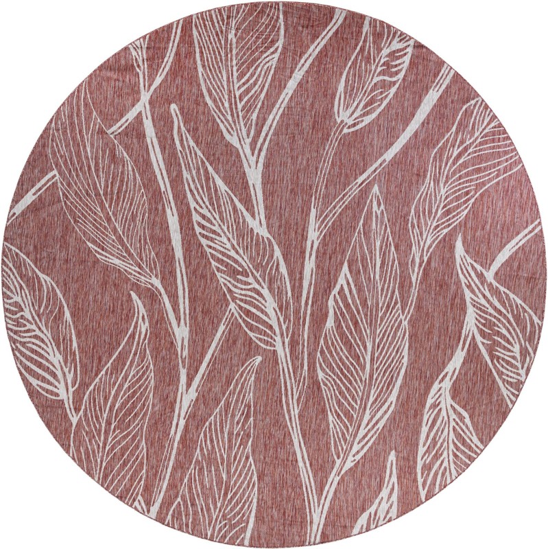 13' x 13' Milton · Botanical Outdoor Rug, rust and ivory