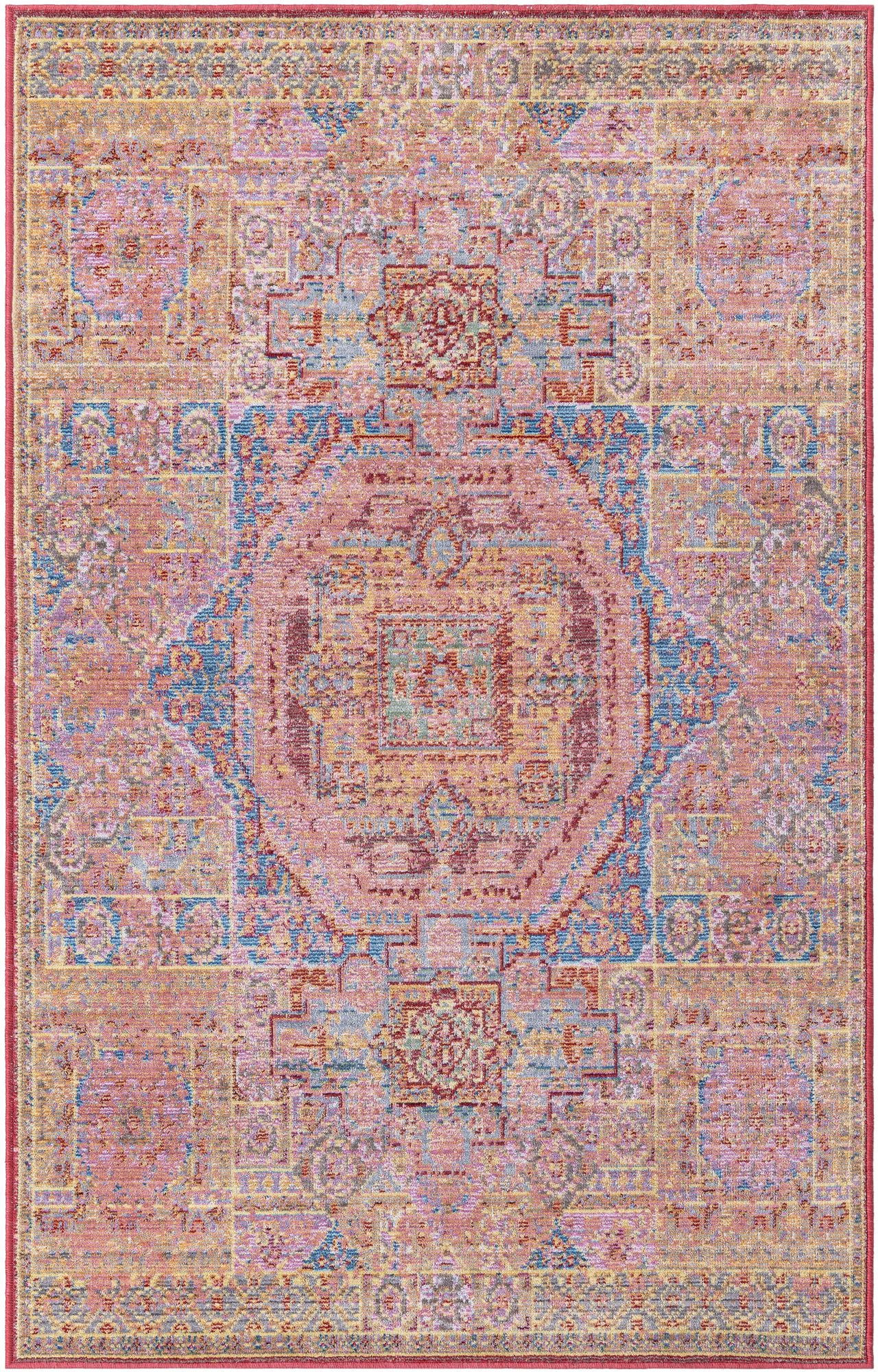 3' 3 x 5' 3 Lindley · Medallion rug, peach and blue