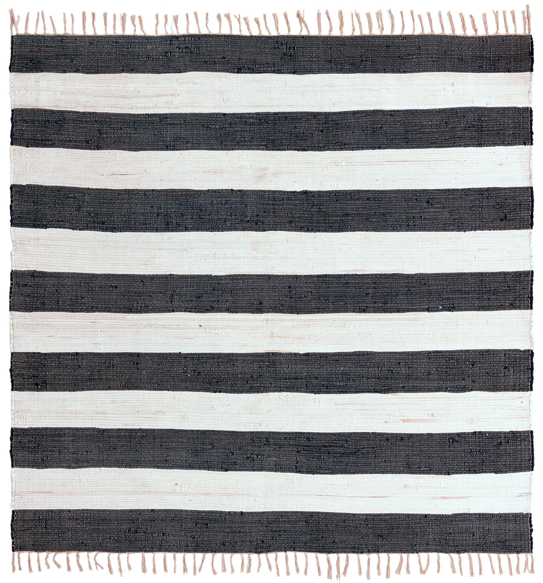 10' x 10' Flagstaff · Striped Chindi Rug, navy and ivory