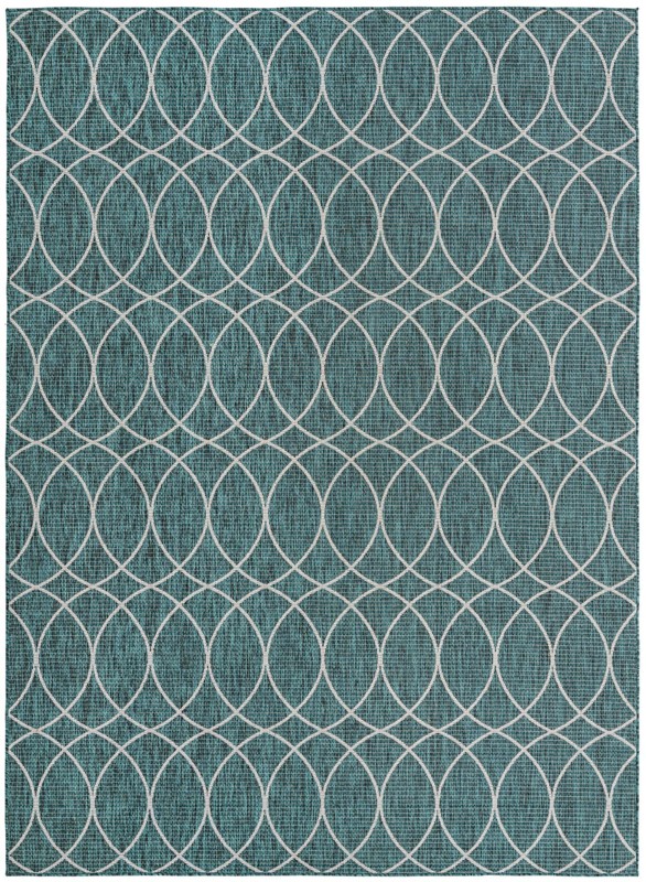 7' 10 x 11' Atkins · Lattice Outdoor Rug, teal