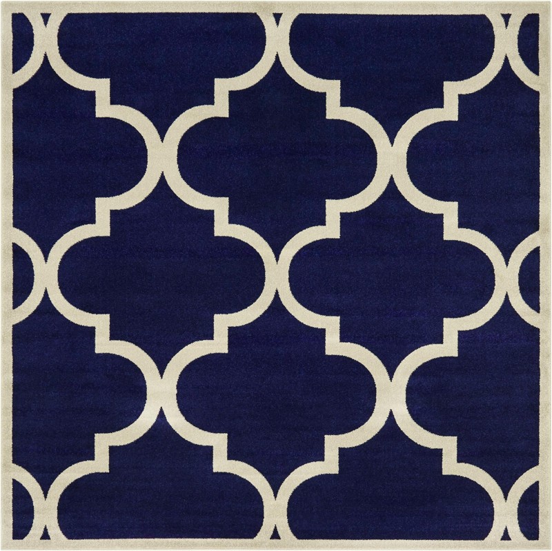 Audley · Trellis rug, navy and beige