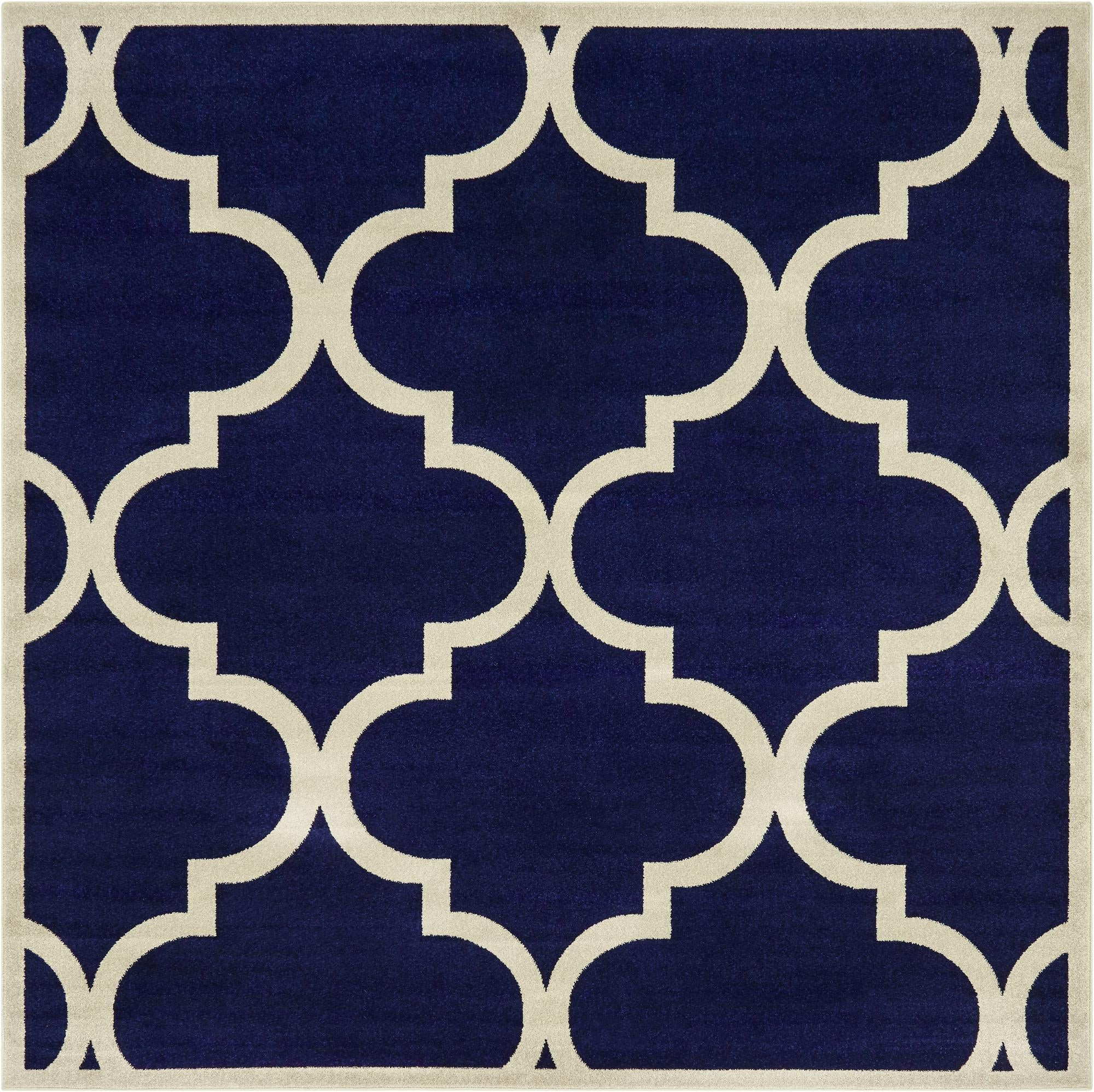 7' 10 x 7' 10 Audley · Trellis rug, navy and beige