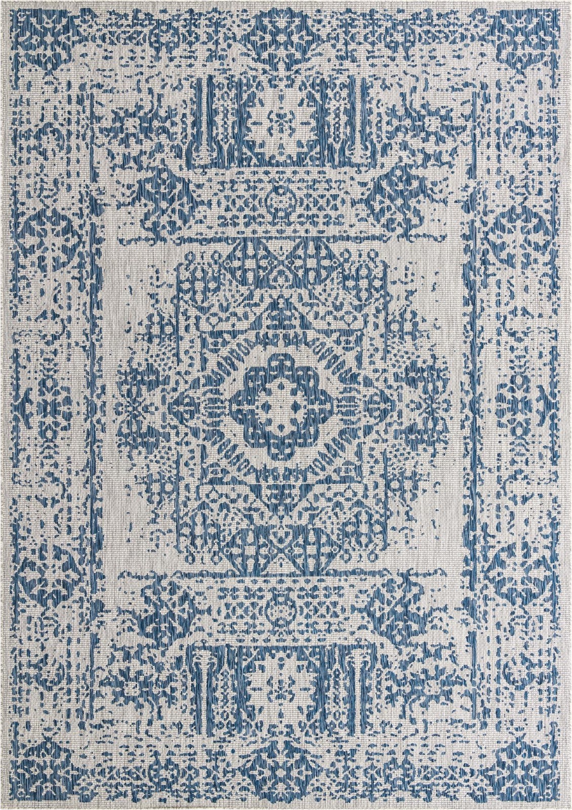 10' x 14' Hayden · Border Outdoor Rug, blue