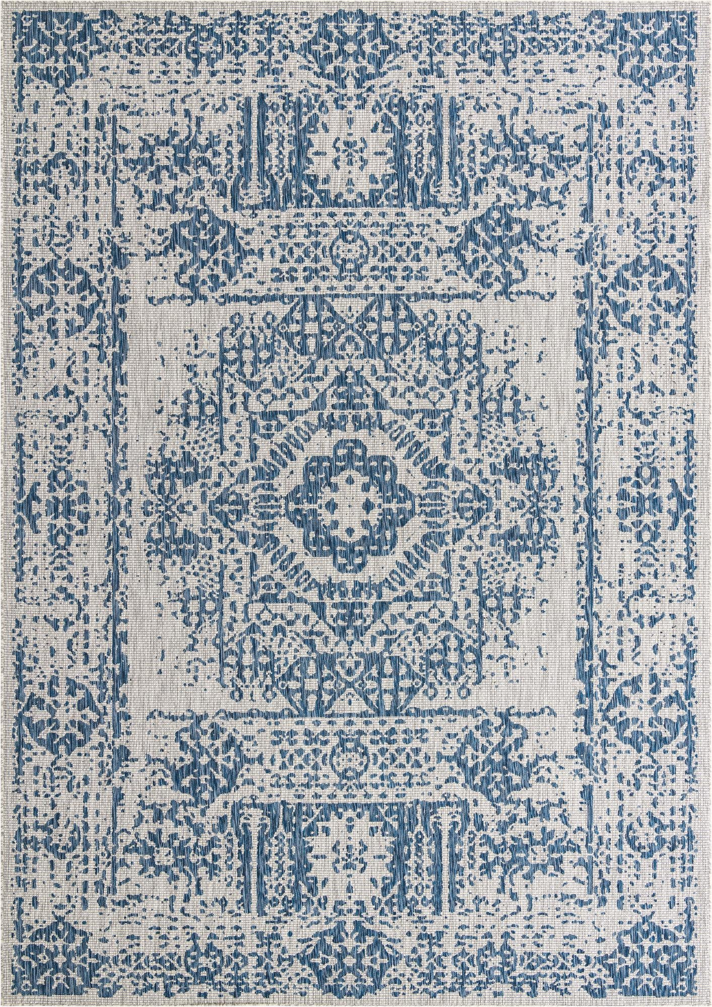 10' x 14' Hayden · Border Outdoor Rug, blue
