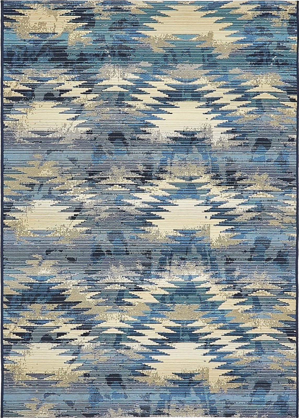 4' x 6' Lomax · Abstract geometric Outdoor Rug, blue and beige