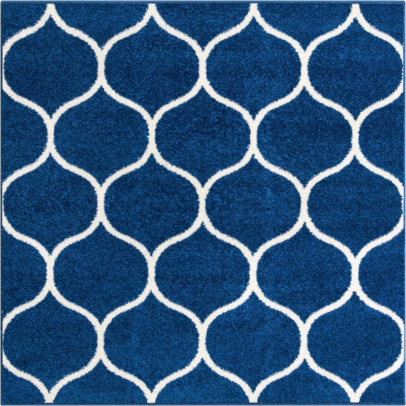 3' x 3' Ingram · Lattice rug, navy and ivory
