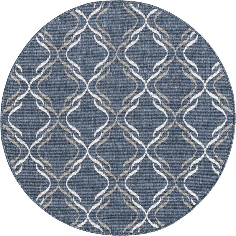 4' x 4' Comstock · Geometric Outdoor Rug, navy