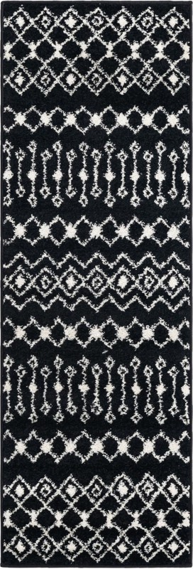Boswell · Geometric trellis rug, black and white