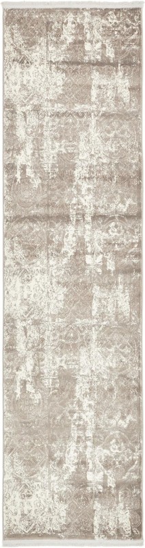 2' 7 x 10' Norville · Distressed medallion rug, gray and ivory