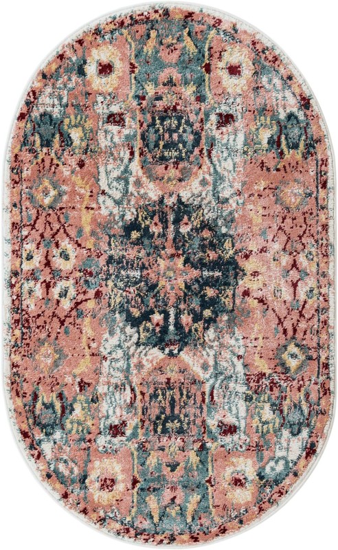 3' 3 x 5' 3 Westcott · Distressed medallion rug, pink and navy