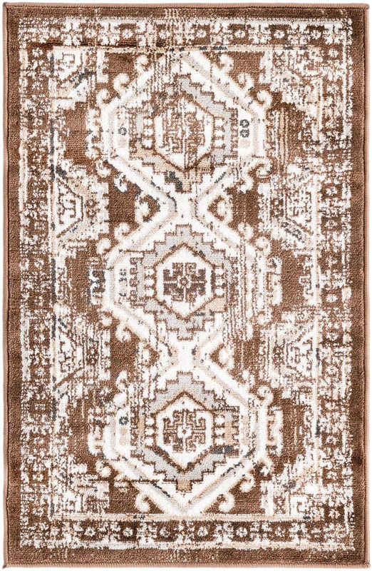 2' x 3' Harmon · Border rug, brown