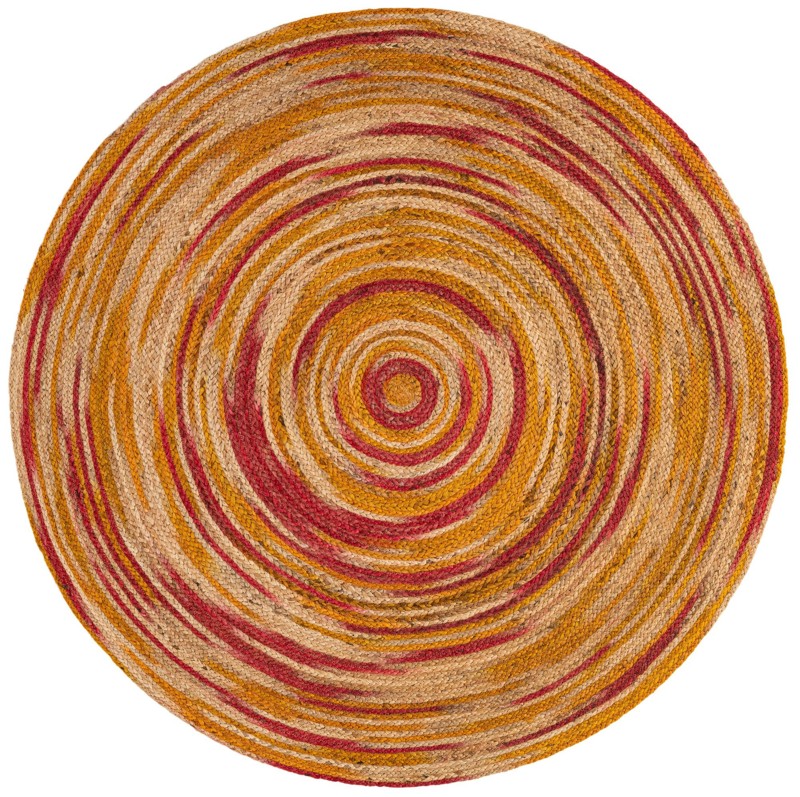 5' 1 x 5' 1 Jetty · Striped Braided Jute Rug, sunburst